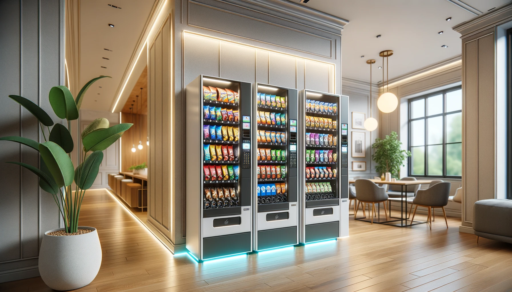 Corporate vending machines in a Brookfield financial services office break room