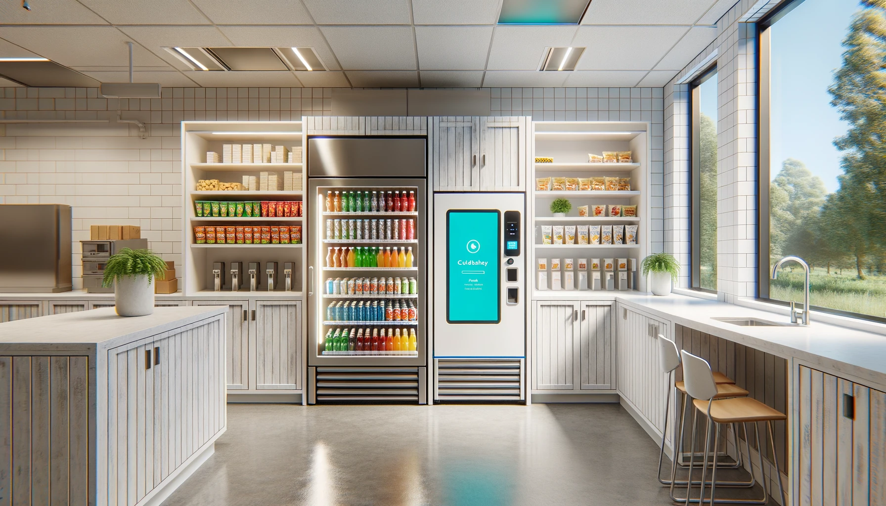 Self-serve micro-market in a Cudahy food production facility office break room