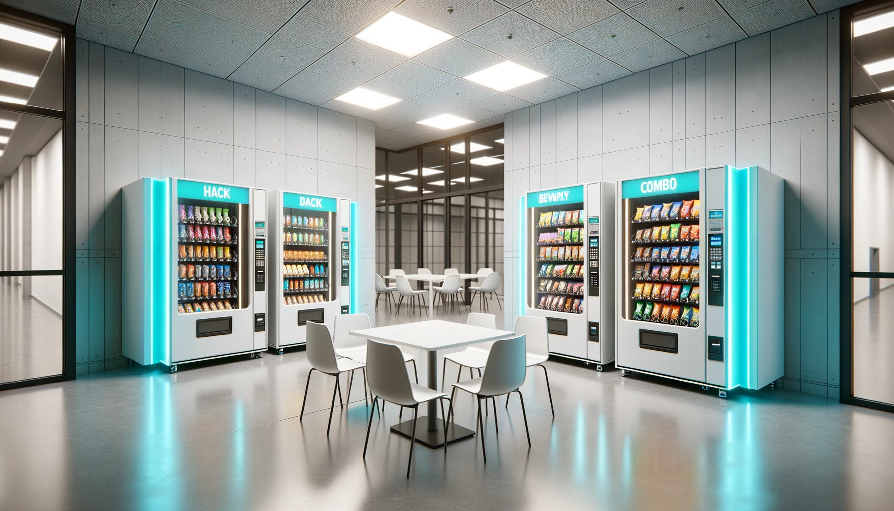 Vending machines in a Janesville distribution center break room