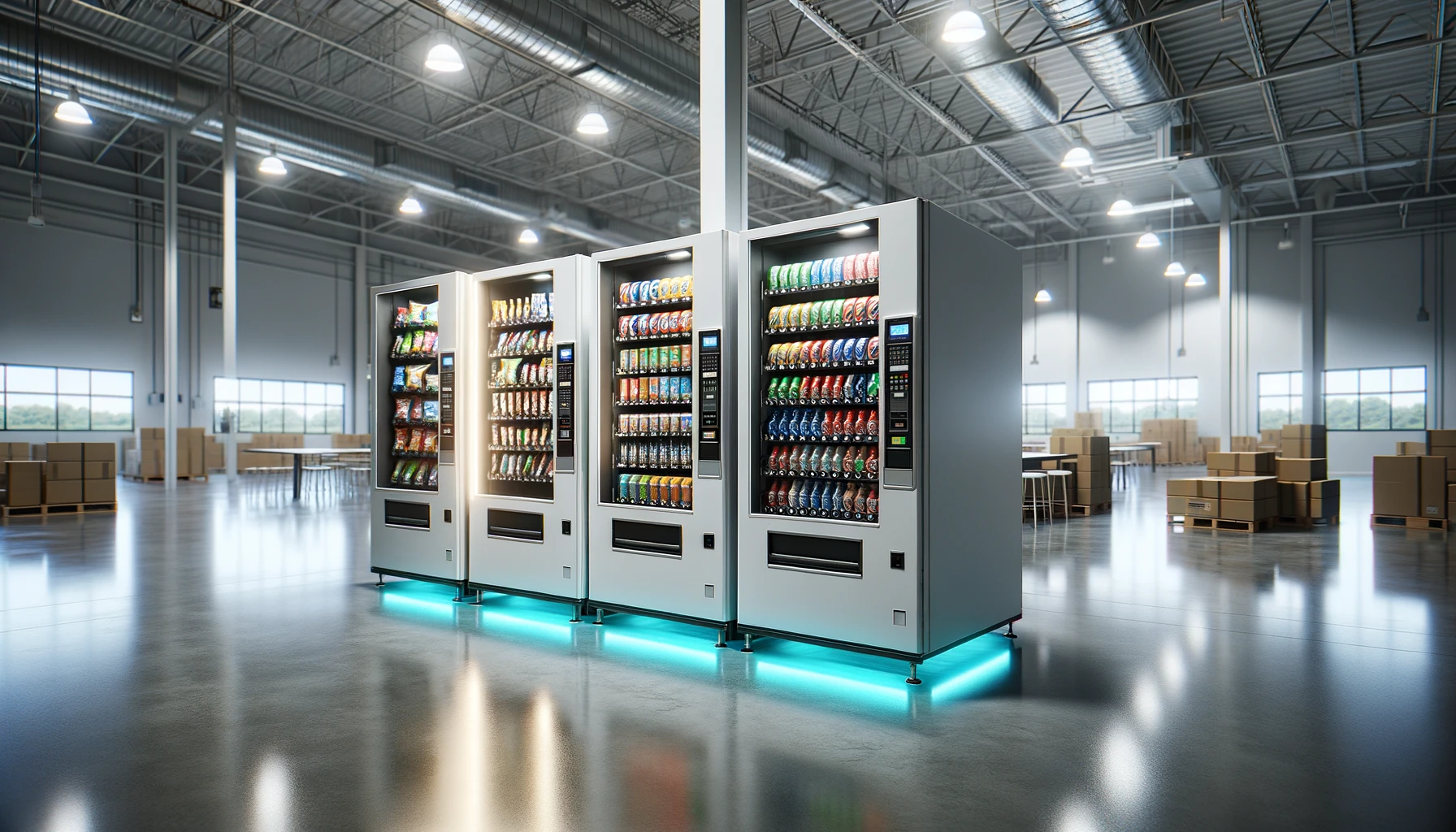 Vending machines in a Kenosha I-94 logistics fulfillment center break room