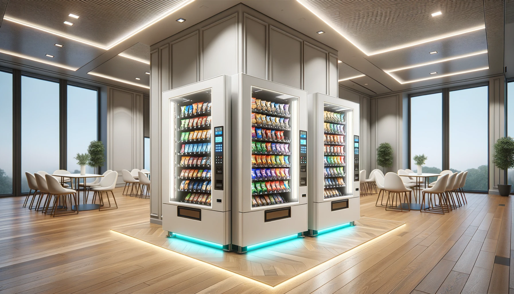 Modern vending machines in a Racine corporate headquarters break room