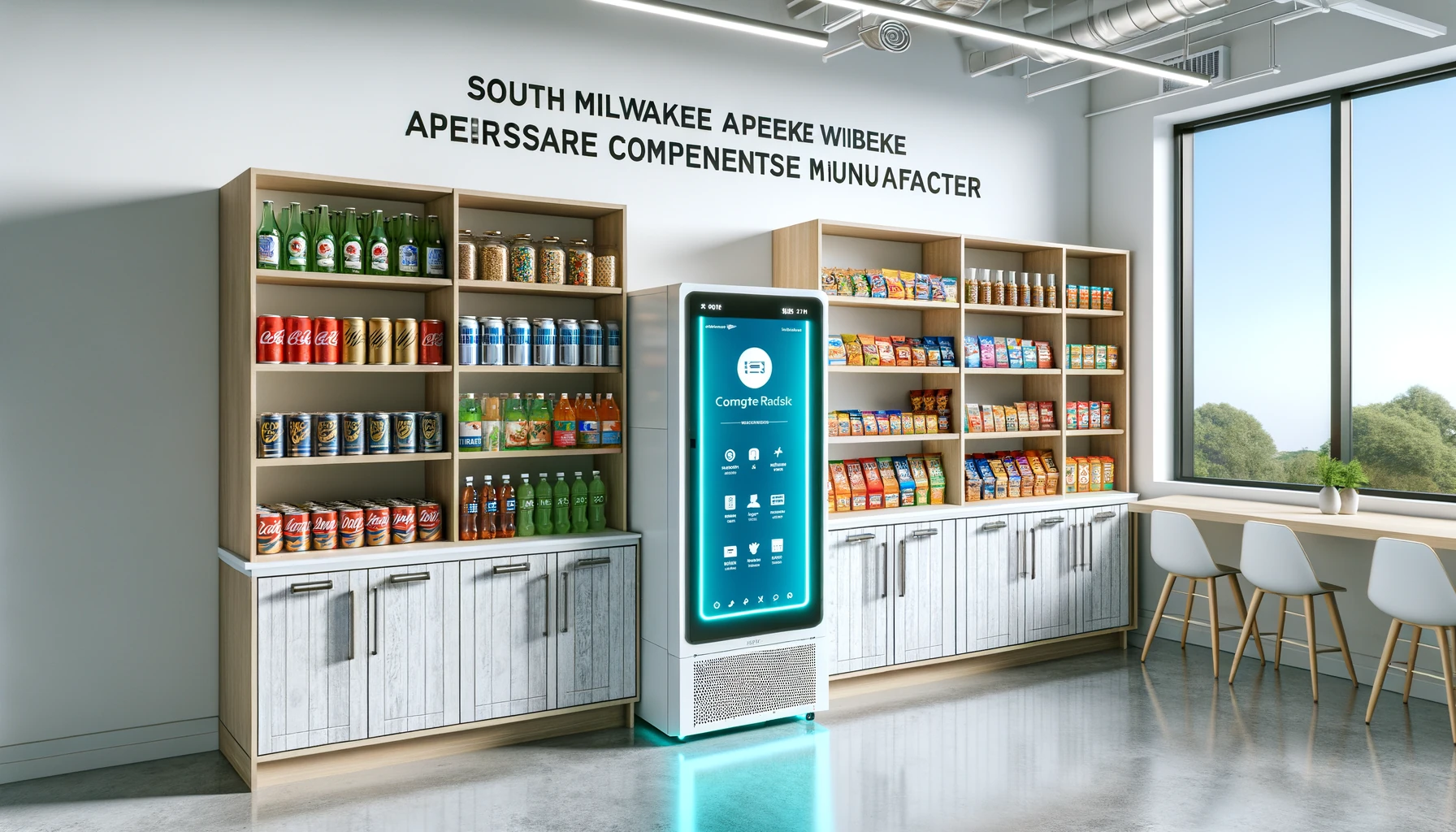 Self-serve micro-market in a South Milwaukee aerospace components manufacturer office break room
