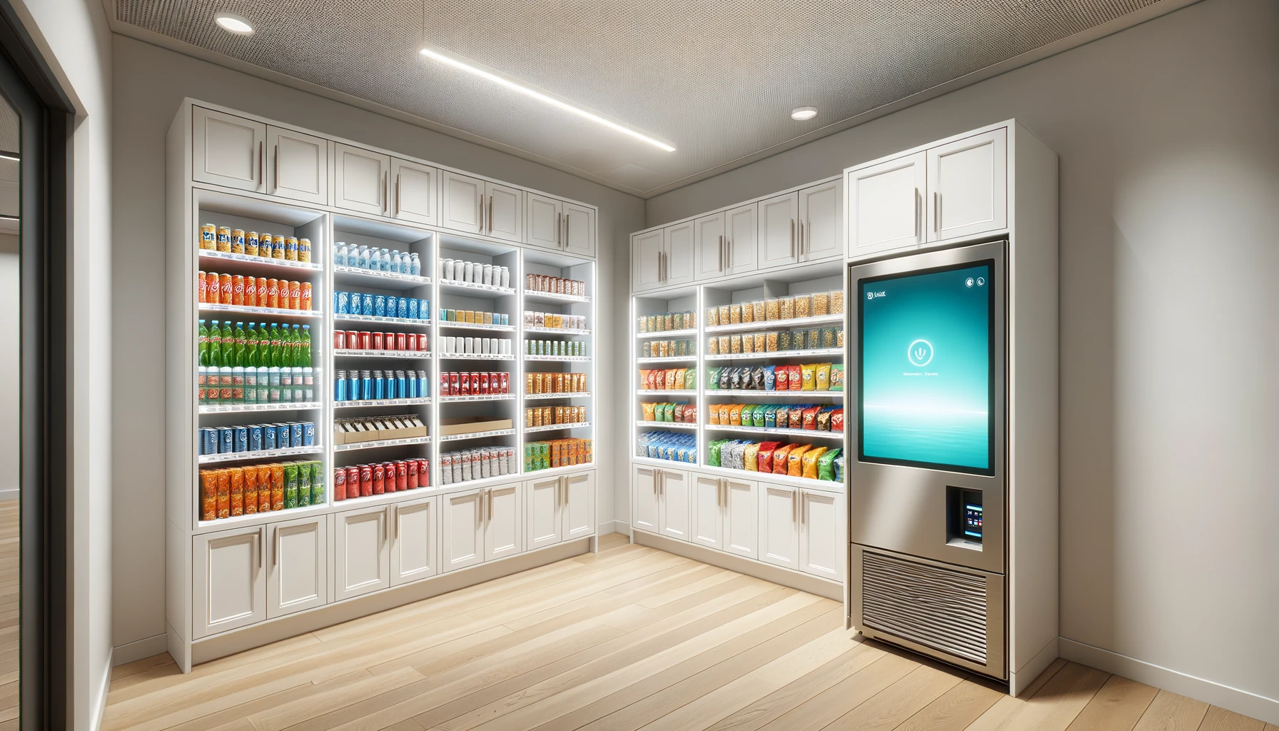 Self-serve micro-market in a Waukesha corporate power-equipment campus break room
