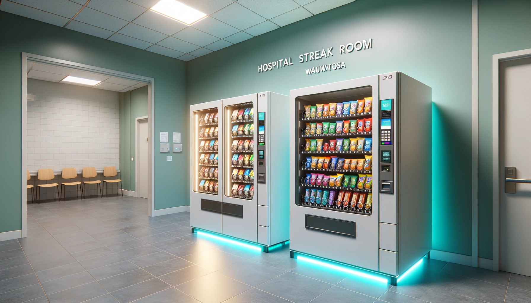 Vending machines in a Wauwatosa hospital staff break room